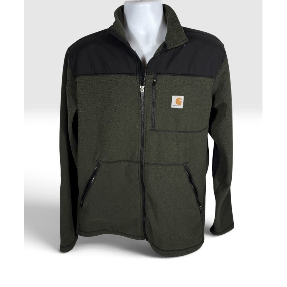 Carhartt Mens Fallon Full-Zip Sweater Fleece Jacket Medium Moss Green &BLK -2203